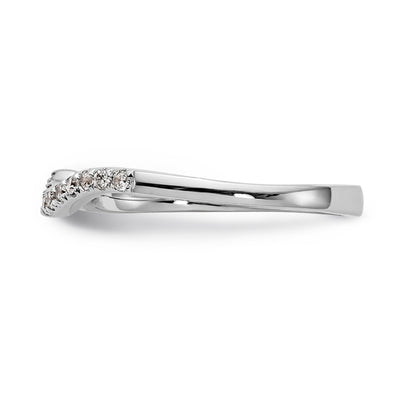 14k White Gold Diamond Contoured Wedding Band