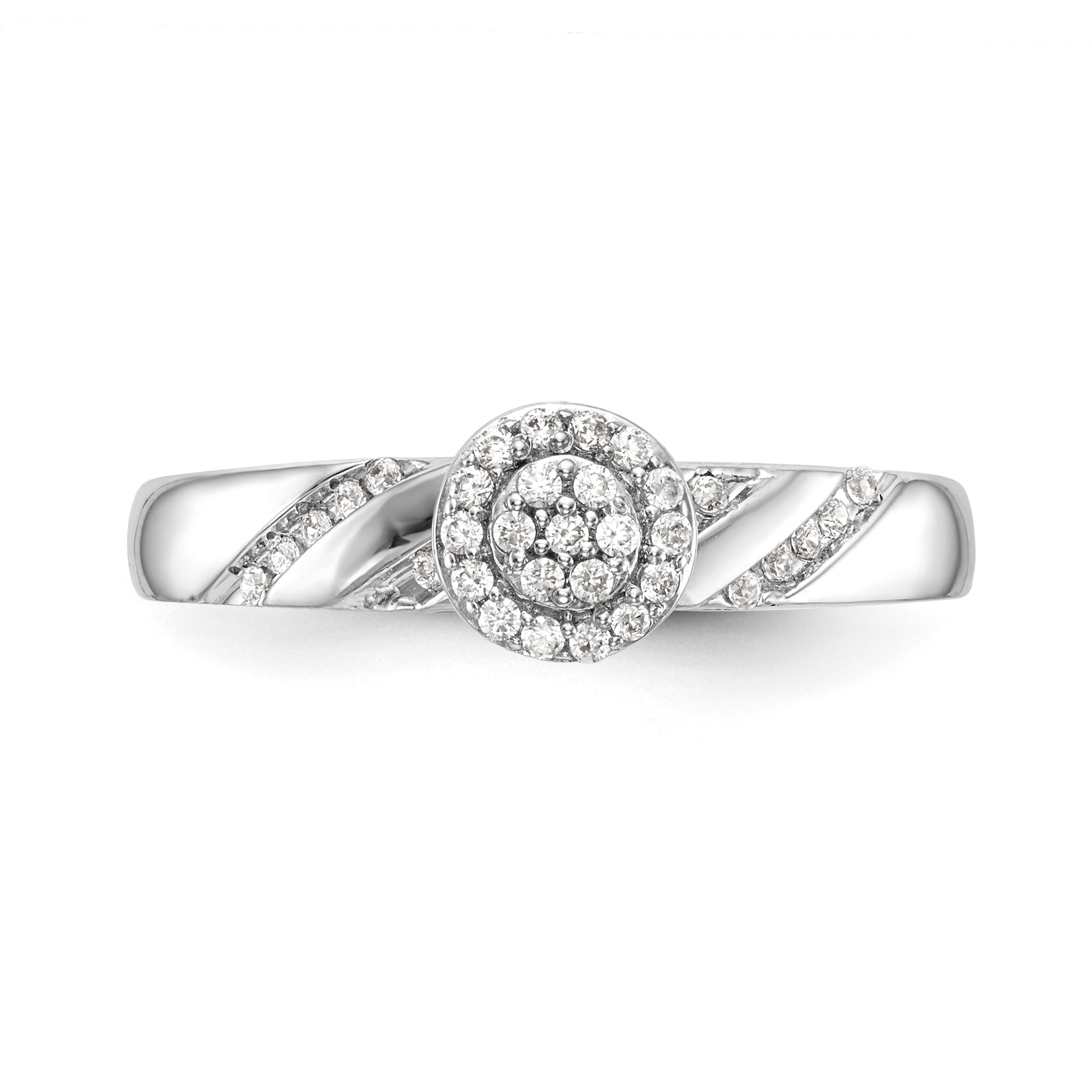 14K White Gold Complete Diamond Trio Cluster Engagement Ring