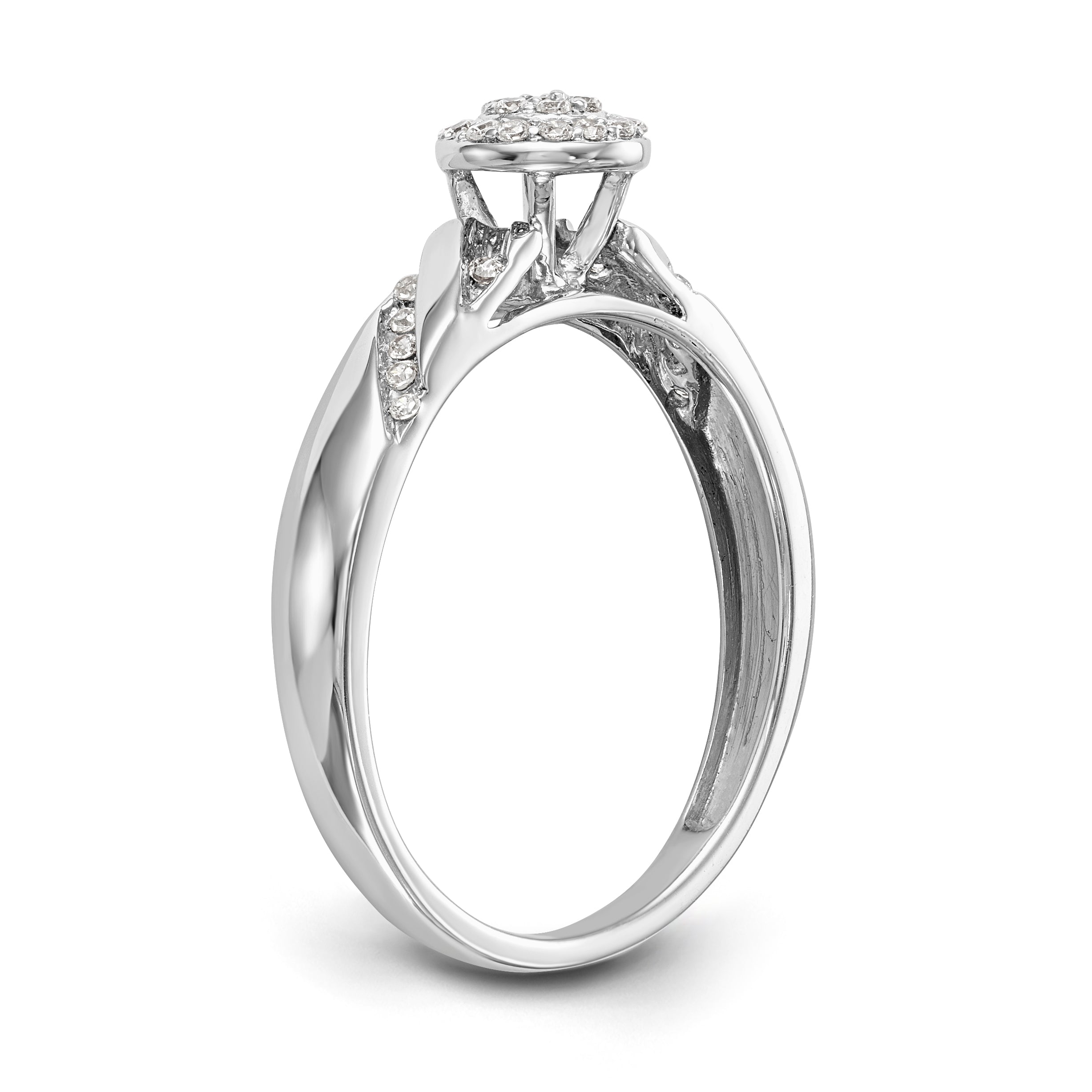 14K White Gold Complete Diamond Trio Cluster Engagement Ring