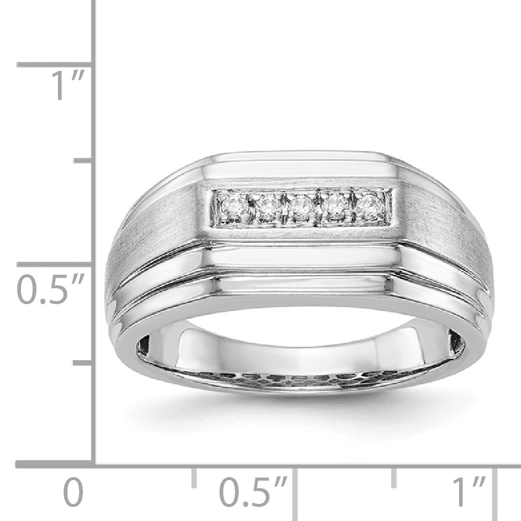 14K White Gold Diamond Men's Band