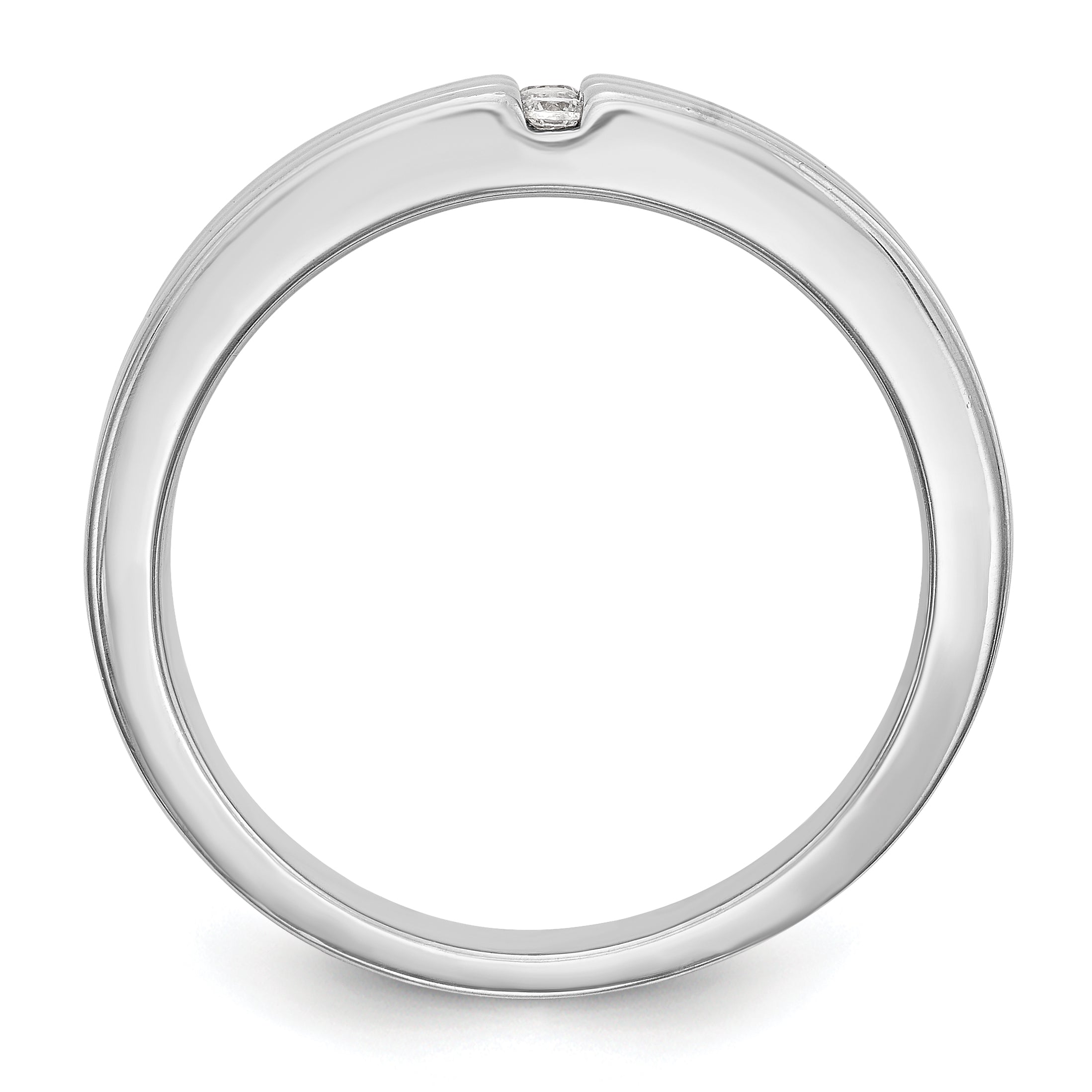 14K White Gold Diamond Men's Band