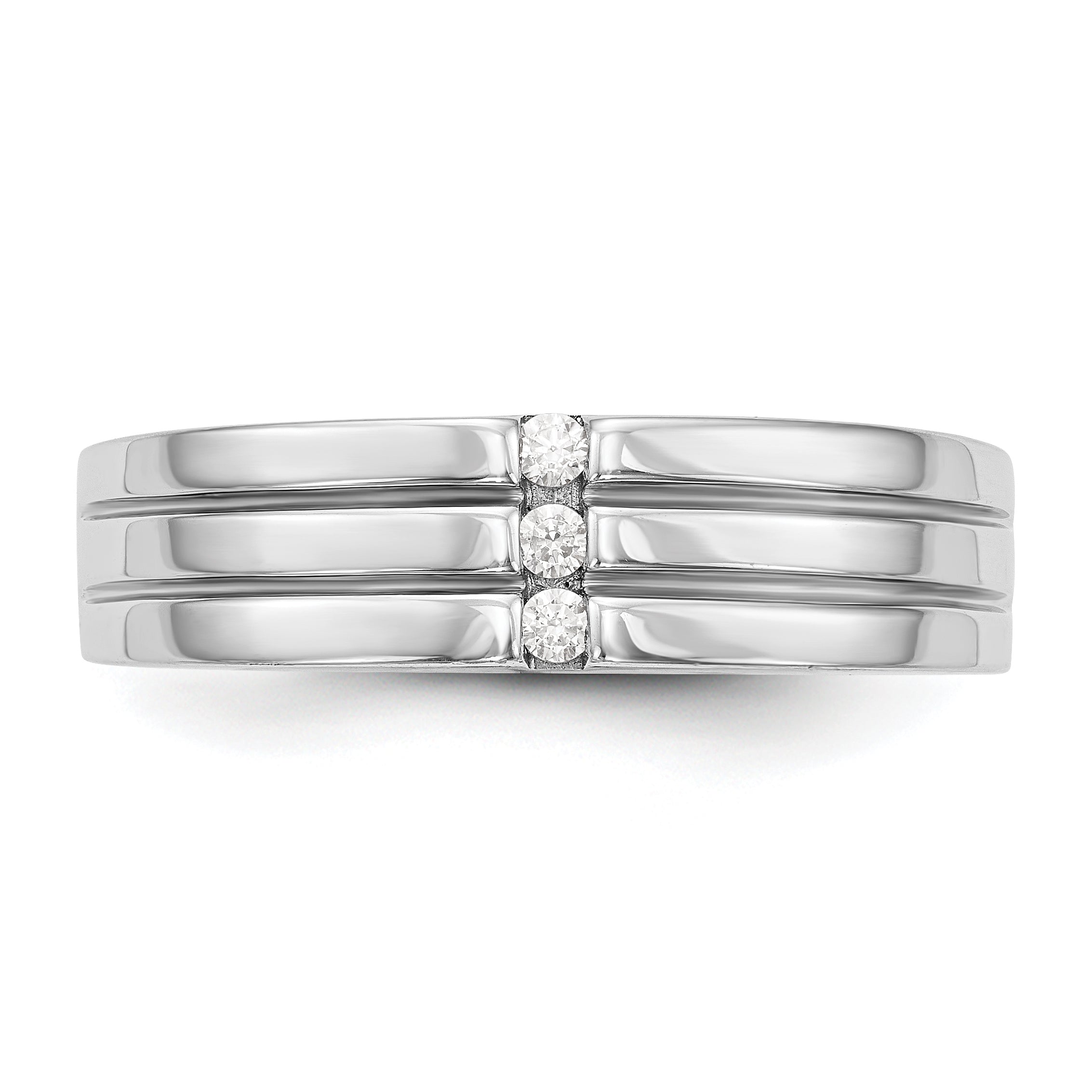 14K White Gold Diamond Men's Band