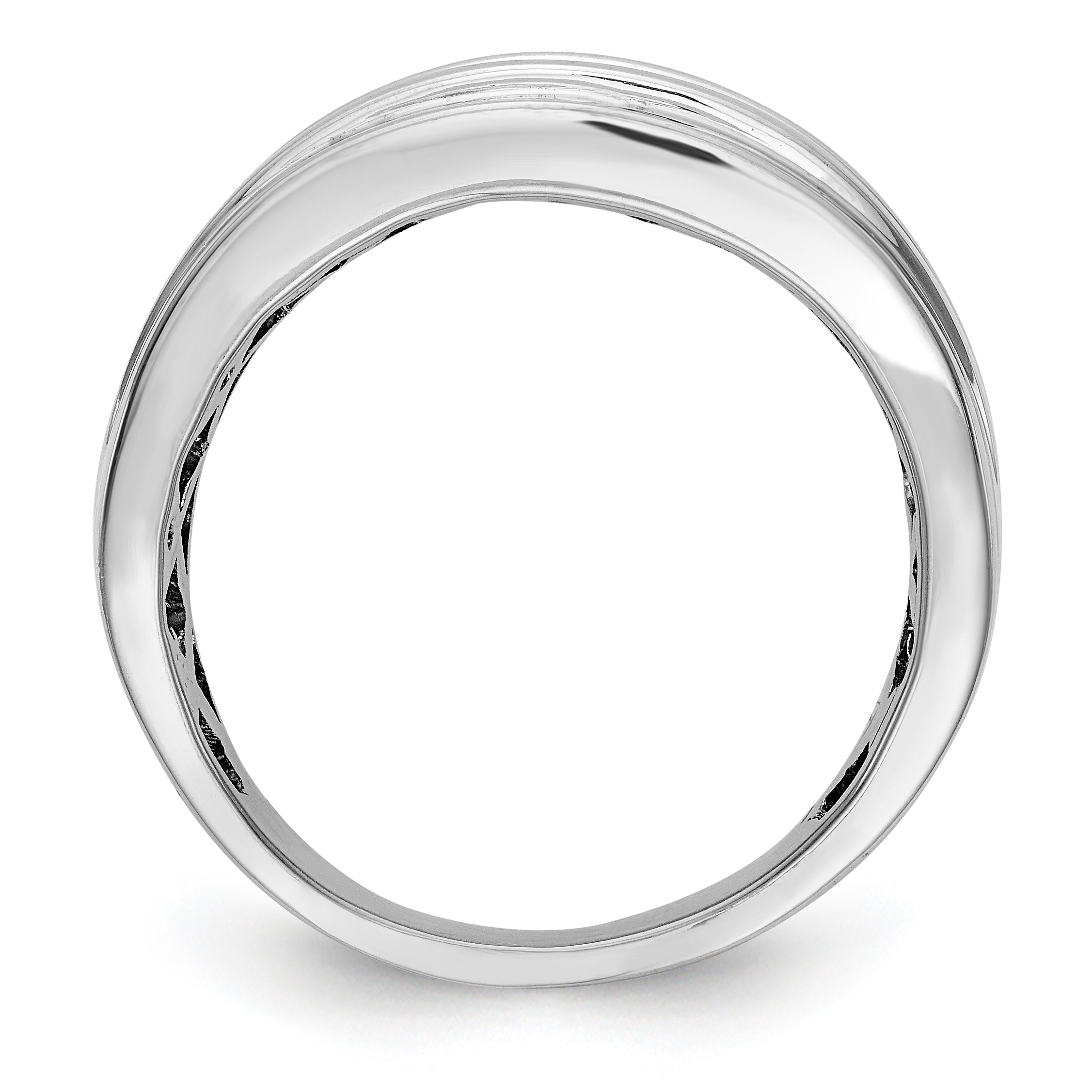 14K White Gold Diamond Men's Band