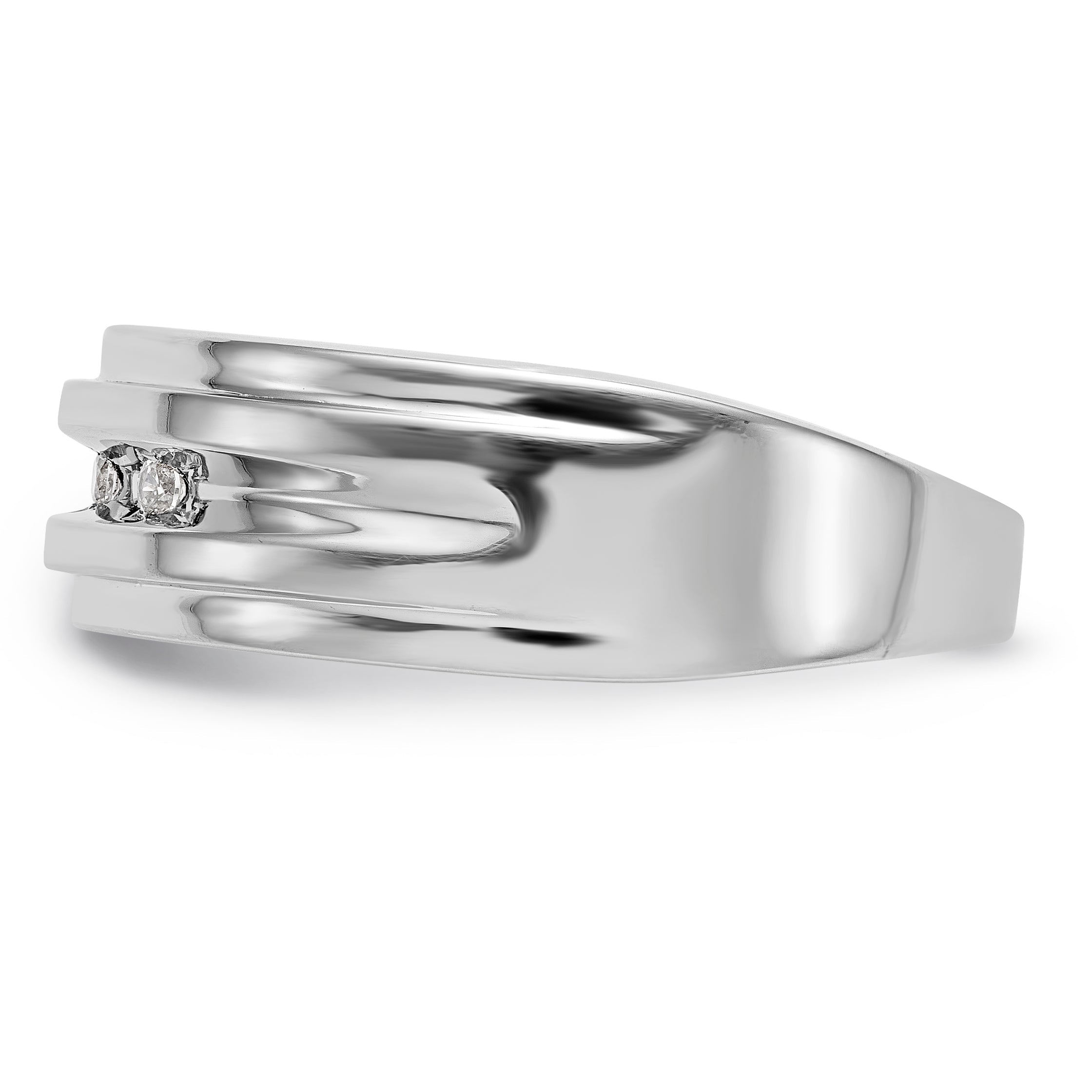 14K White Gold Diamond Men's Band