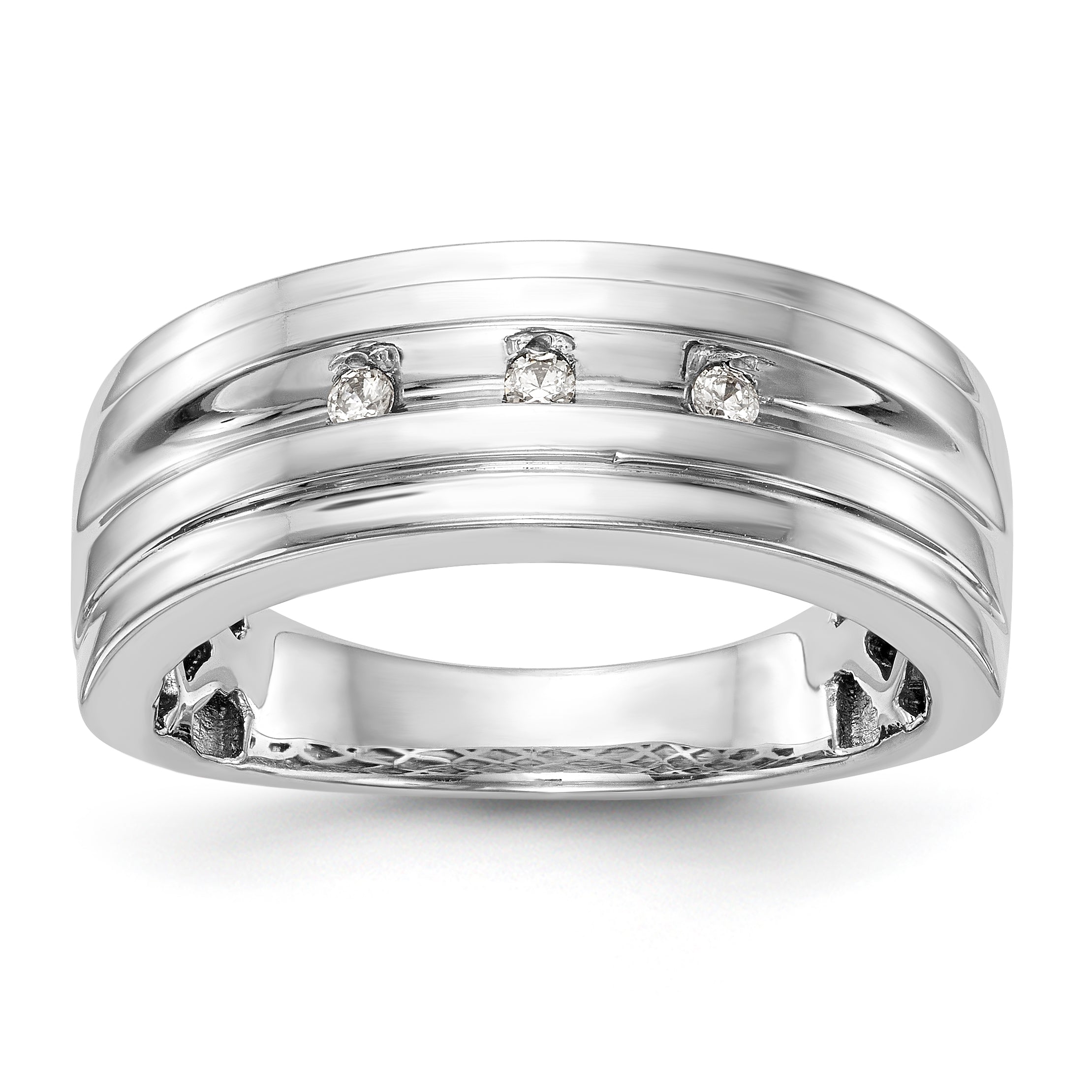 14K White Gold Diamond Men's Band