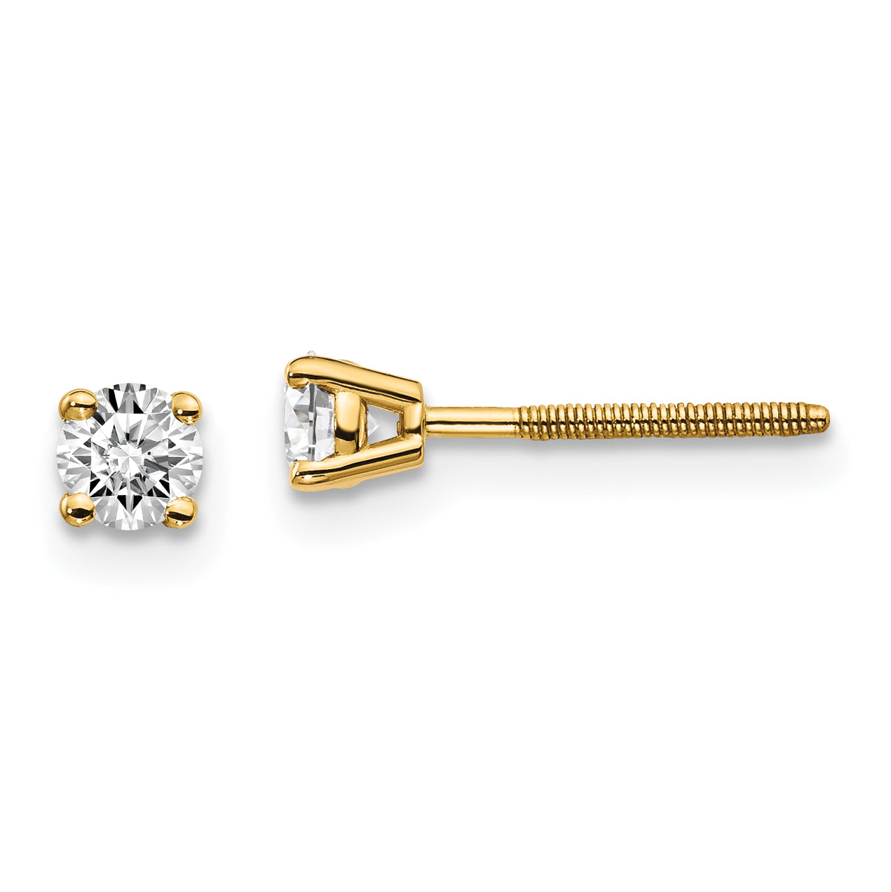 14ky .30ct. SI3 G I Diamond Stud Thread on/off Post Earrings