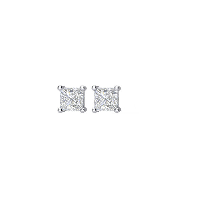 Certified 1/4 CTW Princess Cut Diamond Stud Earrings in 14K White Gold