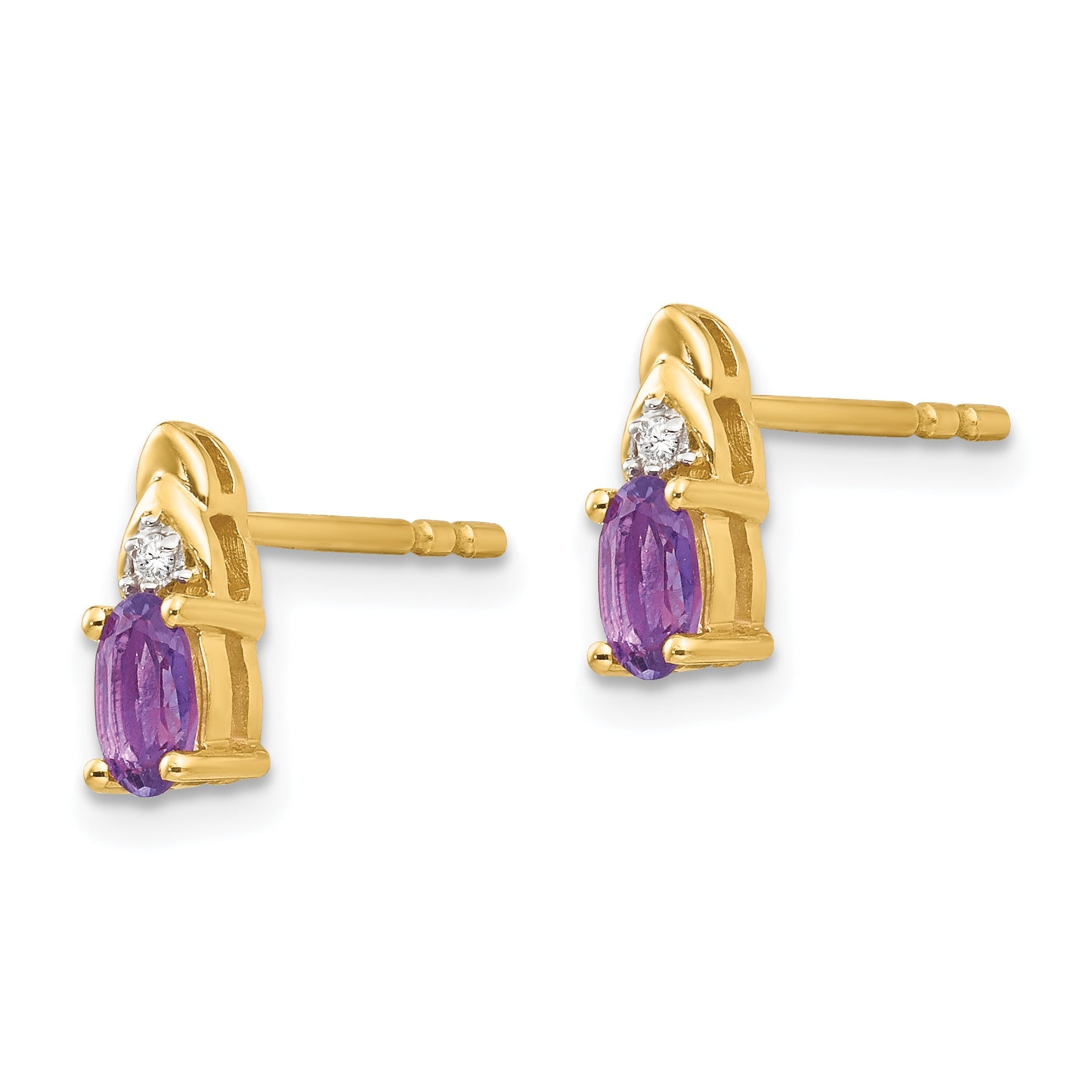 14K Diamond and Amethyst Earrings