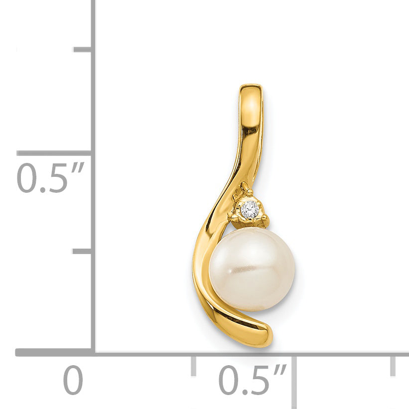 14K Diamond and FW Cultured Pearl Pendant