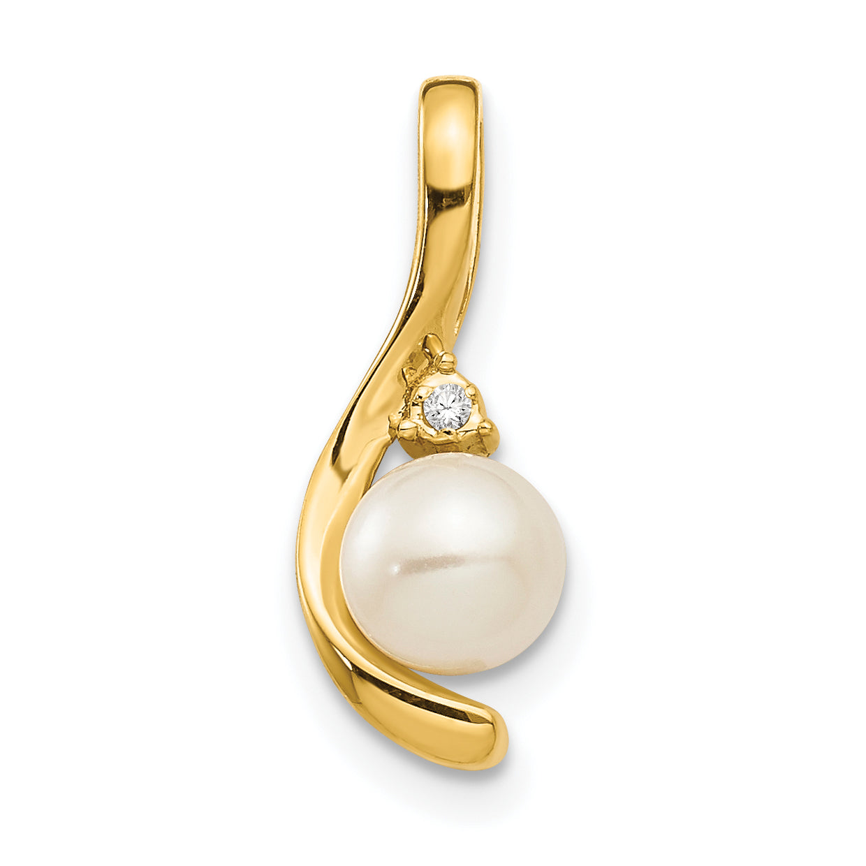 14K Diamond and FW Cultured Pearl Pendant