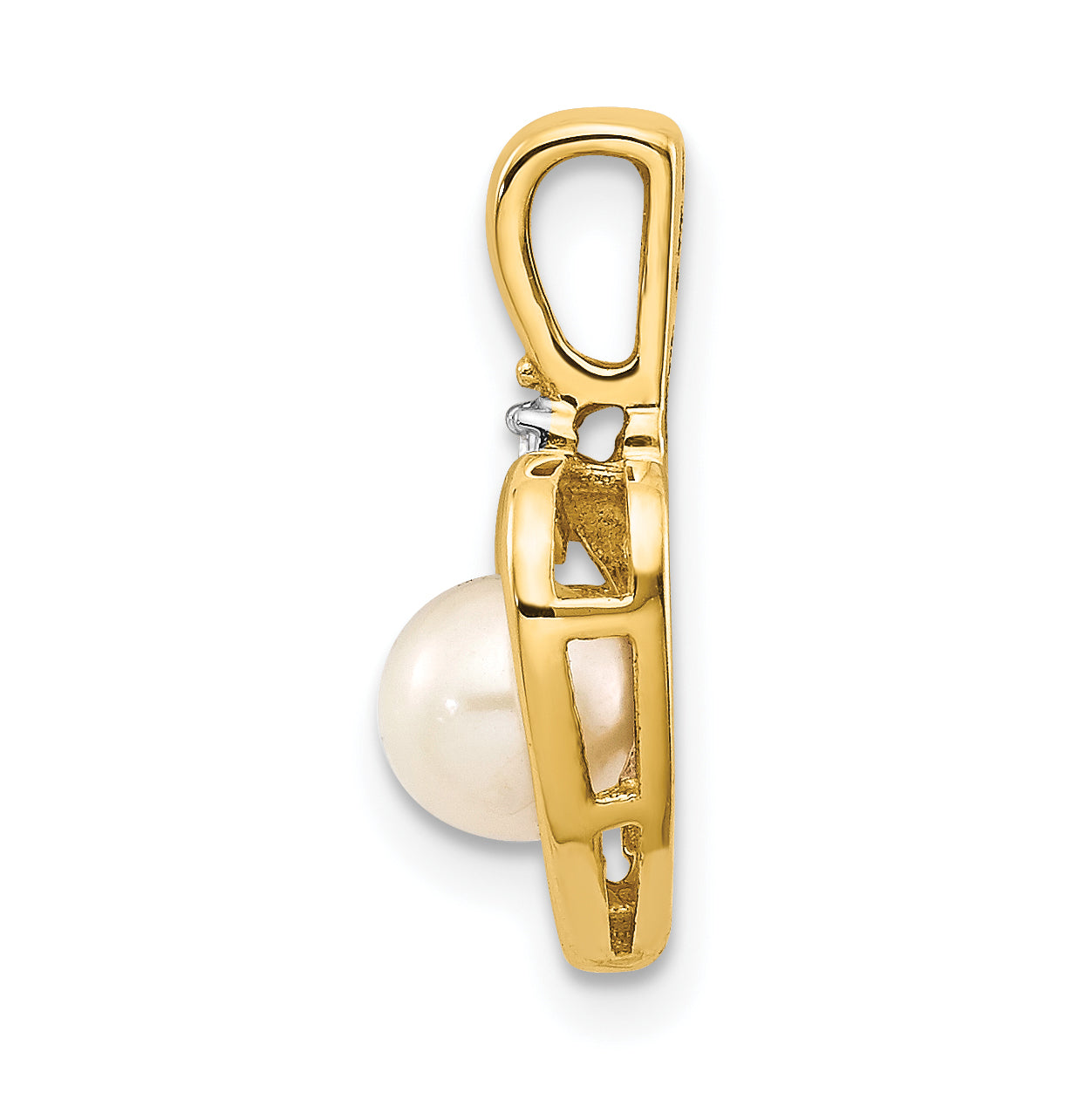 14K Diamond and FW Cultured Pearl Pendant