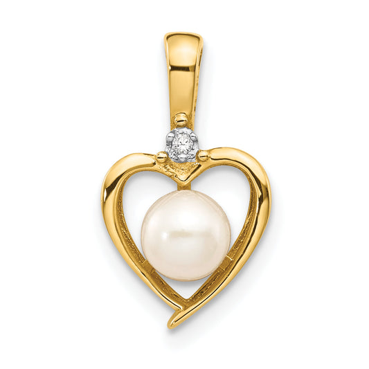 14K Diamond and FW Cultured Pearl Pendant