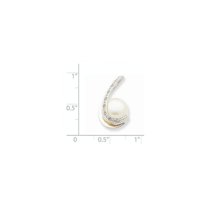14k White Gold Diamond Pearl Pendant