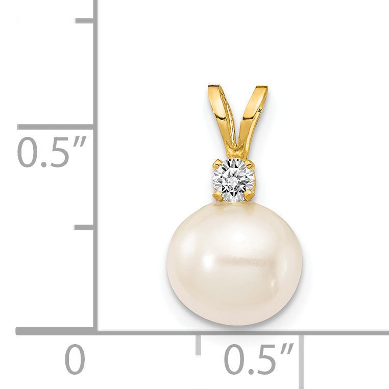 14k 7mm FW Cultured Pearl VS Diamond Pendant