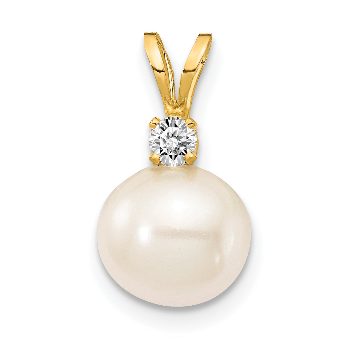 14k 7mm FW Cultured Pearl AAA Diamond Pendant