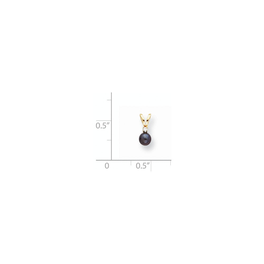 14k Yellow Gold Diamond Black Cultured Pearl u0026 (H/I1 Quality) Diamond Pendant