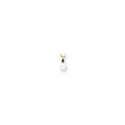 14k Yellow Gold Diamond 4mm White Cultured Pearl u0026 Sapphire Pendant