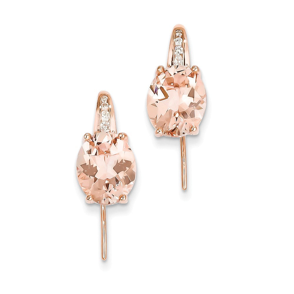 14k Rose Gold Diamond and Morganite Dangle Earrings