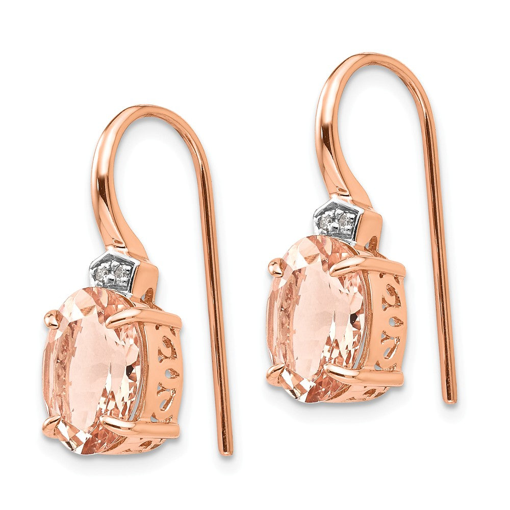 14k Rose Gold Diamond and Morganite Dangle Earrings