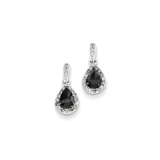 14k White Gold Black and White Diamond Post Dangle Earrings
