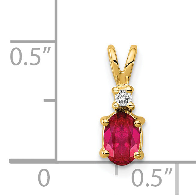 14k 6x4mm Oval Ruby AA Diamond pendant