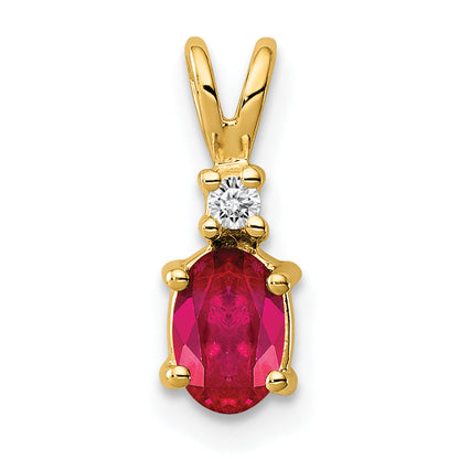14k 6x4mm Oval Ruby VS Diamond pendant