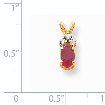 14k 6x4mm Oval Ruby VS Diamond pendant