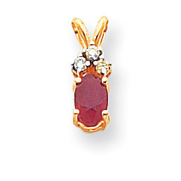 14k 6x4mm Oval Ruby A Diamond pendant
