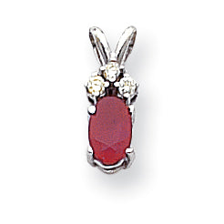 14k White Gold 6x4mm Oval Ruby A Diamond pendant
