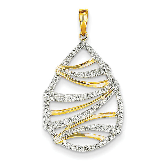 14k Diamond Teardrop Swirl Pendant