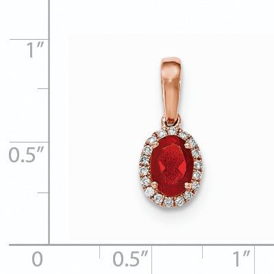 14k Rose Gold Oval Fire Opal and Diamond Halo Pendant