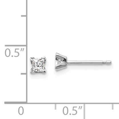14k White Gold AAA Quality Complete Princess Cut Diamond Earring