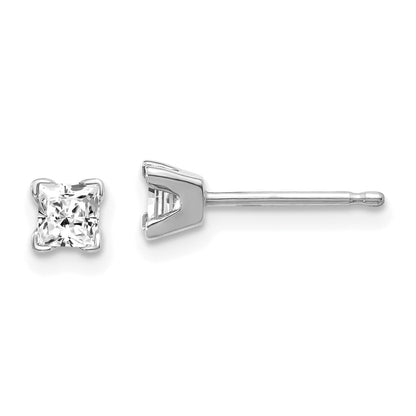 14k White Gold AAA Quality Complete Princess Cut Diamond Earring