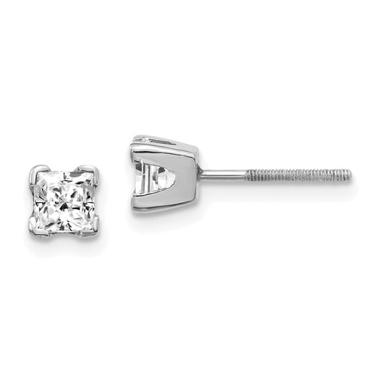 14k White Gold AAA Quality Complete Princess Cut Diamond Earring