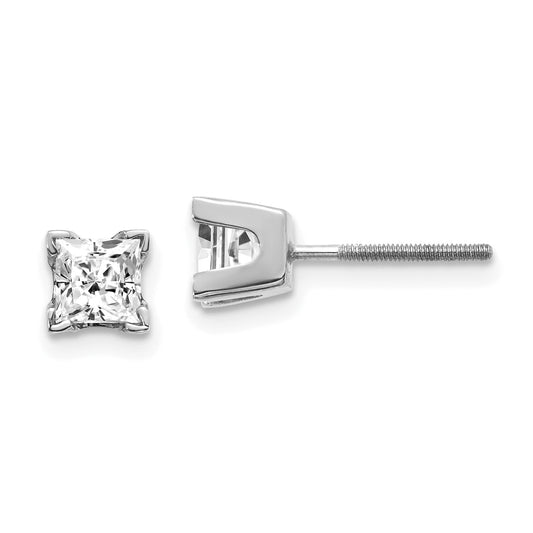 14k White Gold VS Quality Complete Princess Cut Diamond Earrings